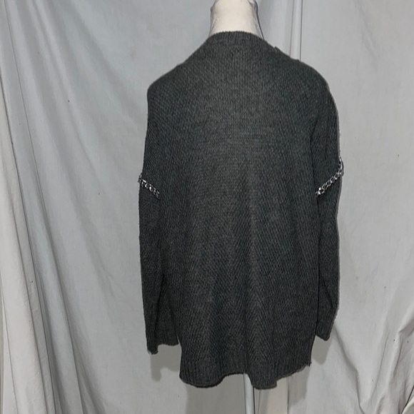 gray Democracy cardigan with silver chain detail size xs (oversized) - Picture 2 of 4